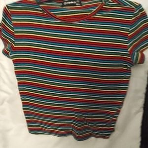 Popular 21 rainbow stripe crop top